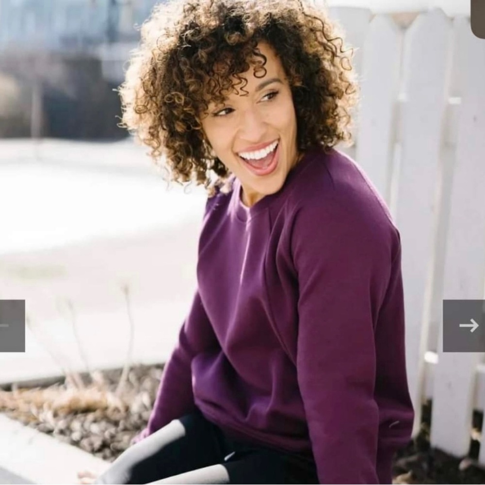 Zyia Plum Oh So Soft Pocket Crewneck Sweatshirt